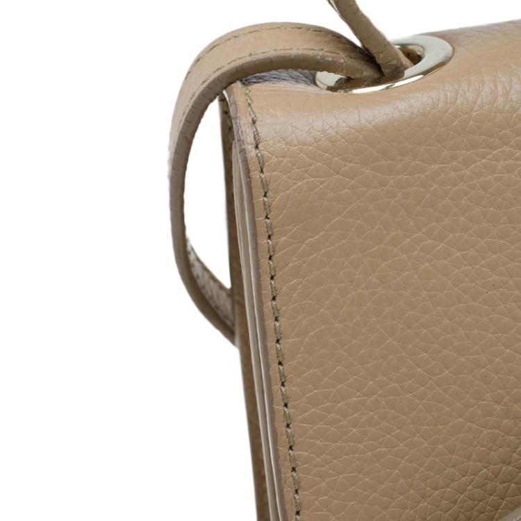 Pre Owned Jimmy Choo Beige Leather Rebel Crossbody Bag