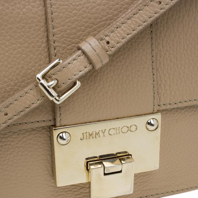 Pre Owned Jimmy Choo Beige Leather Rebel Crossbody Bag