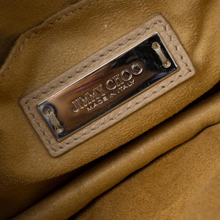Pre Owned Jimmy Choo Beige Leather Rebel Crossbody Bag