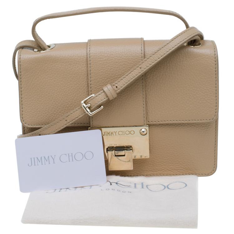 Pre Owned Jimmy Choo Beige Leather Rebel Crossbody Bag