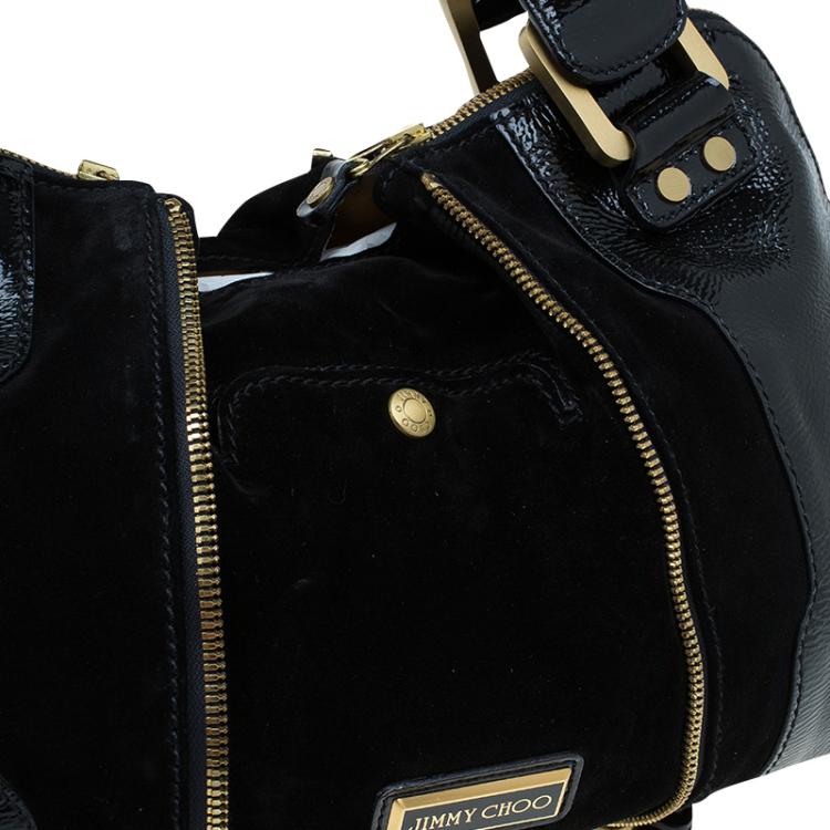 مملوكة مسبقًا Jimmy Choo Black Patent leather and Suede Satchel