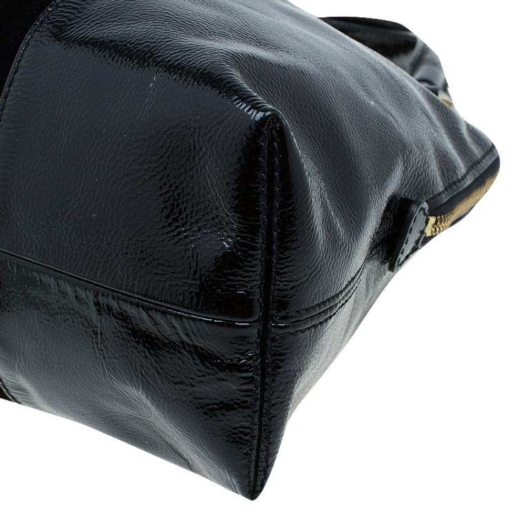 مملوكة مسبقًا Jimmy Choo Black Patent leather and Suede Satchel