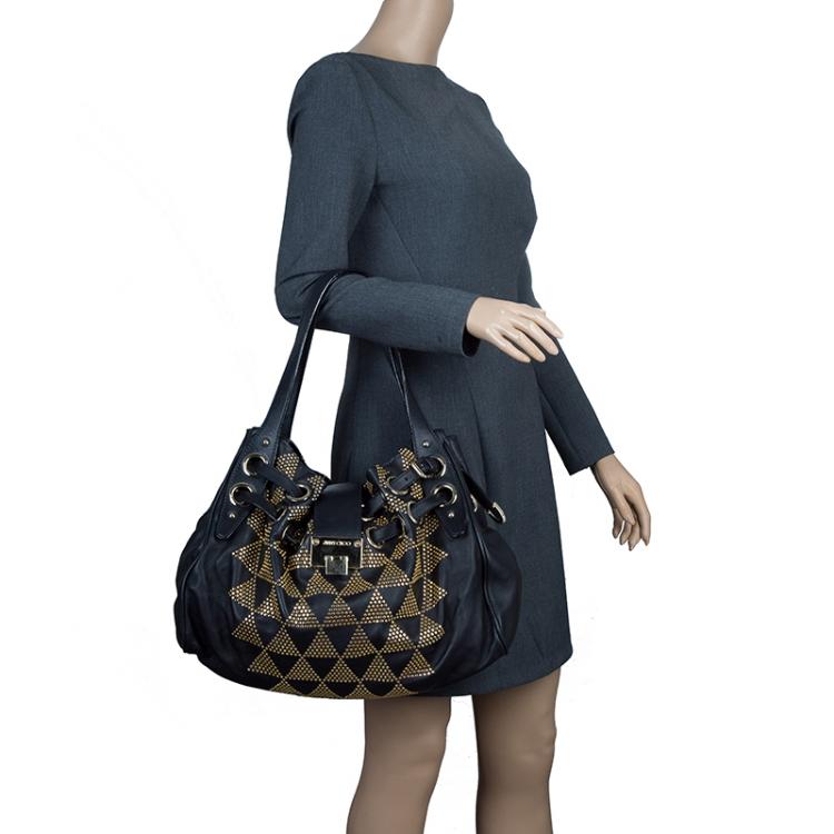 مملوكة مسبقًا Jimmy Choo Black Leather Studded Ramona Shoulder Bag