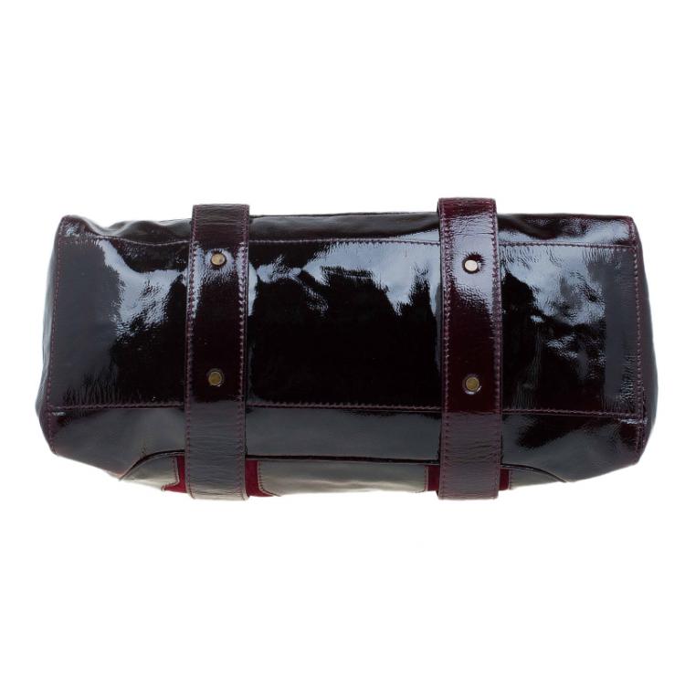 Pre Owned Jimmy Choo Burgundy Patent/Suede Malena Satchel