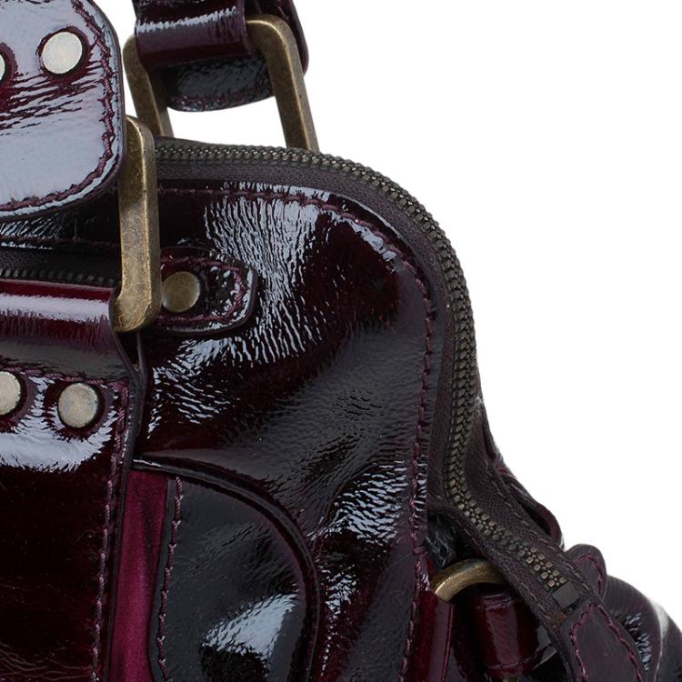 Pre Owned Jimmy Choo Burgundy Patent/Suede Malena Satchel