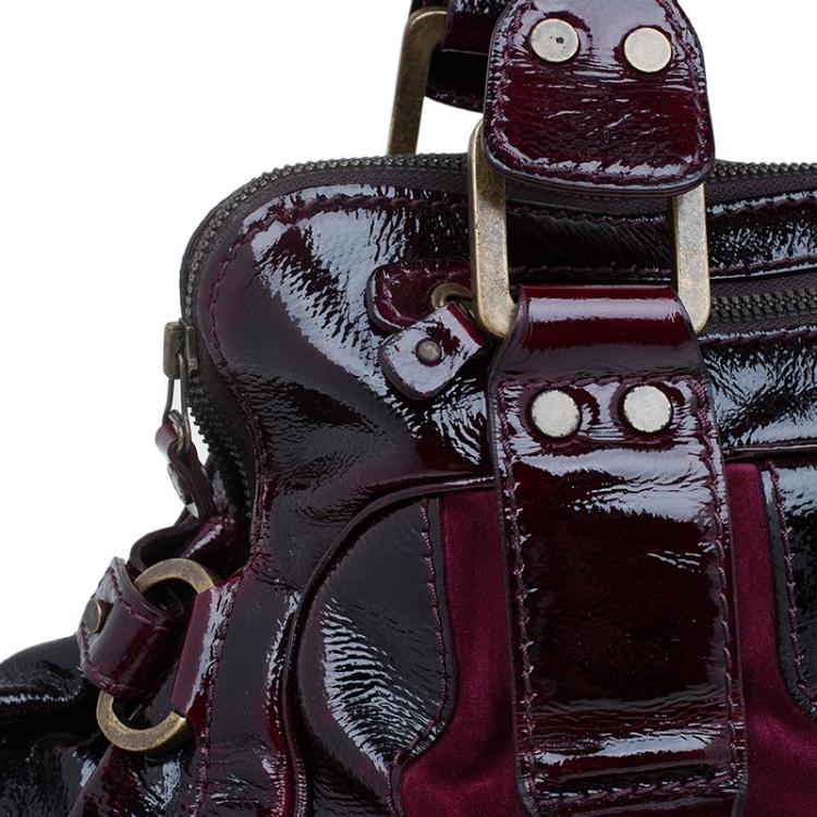 Pre Owned Jimmy Choo Burgundy Patent/Suede Malena Satchel