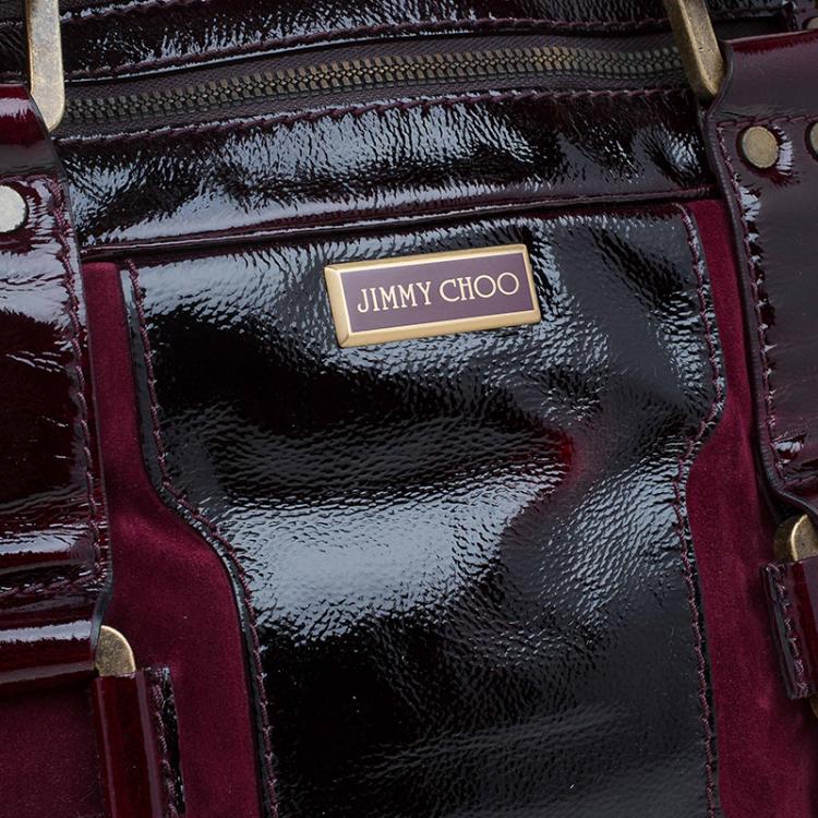 Pre Owned Jimmy Choo Burgundy Patent/Suede Malena Satchel
