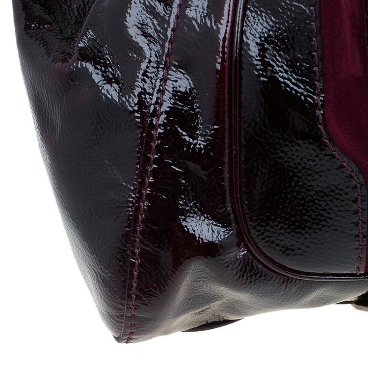 Pre Owned Jimmy Choo Burgundy Patent/Suede Malena Satchel