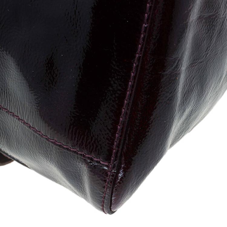 Pre Owned Jimmy Choo Burgundy Patent/Suede Malena Satchel