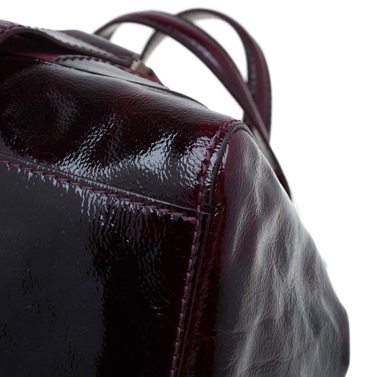 Pre Owned Jimmy Choo Burgundy Patent/Suede Malena Satchel