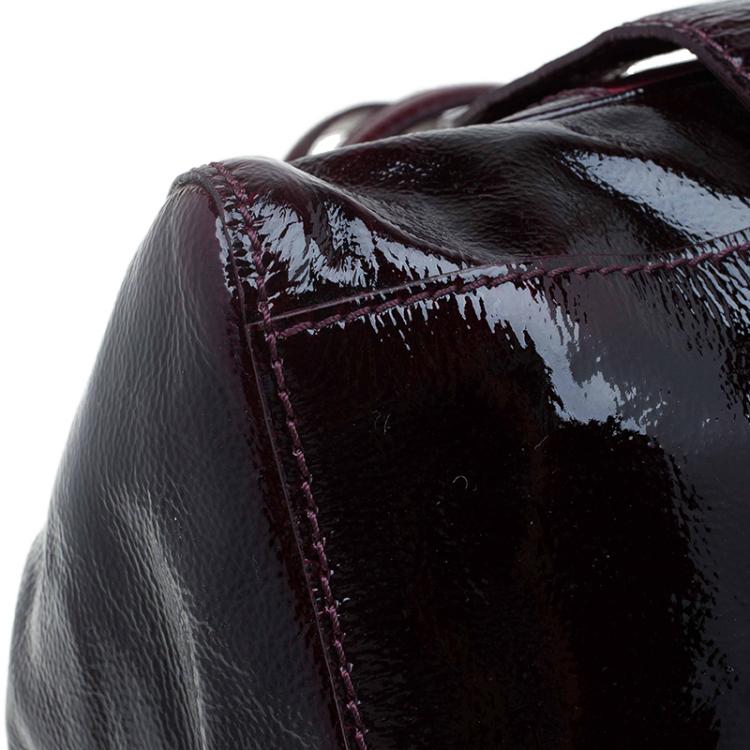 Pre Owned Jimmy Choo Burgundy Patent/Suede Malena Satchel