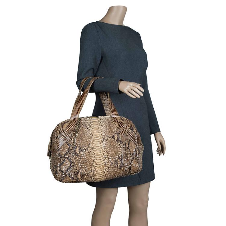 Pre Owned Jimmy Choo  Beige Python Satchel