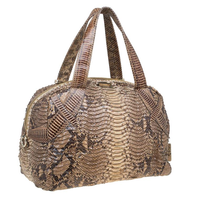 Pre Owned Jimmy Choo  Beige Python Satchel
