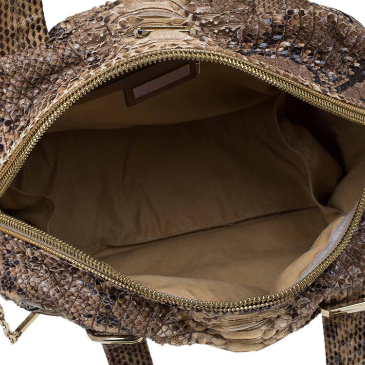 Pre Owned Jimmy Choo  Beige Python Satchel