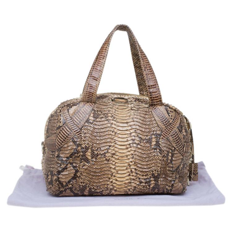 Pre Owned Jimmy Choo  Beige Python Satchel