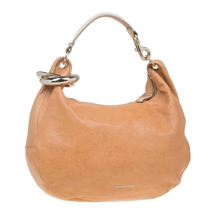 Pre Owned Jimmy Choo Tan Leather Large Solar Hobo