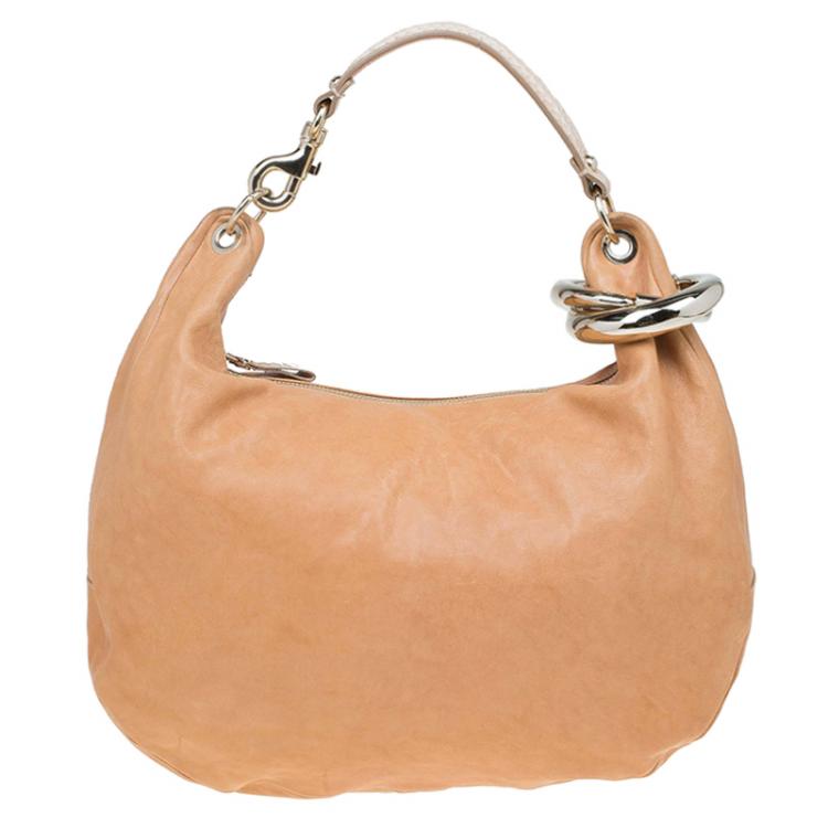 Pre Owned Jimmy Choo Tan Leather Large Solar Hobo