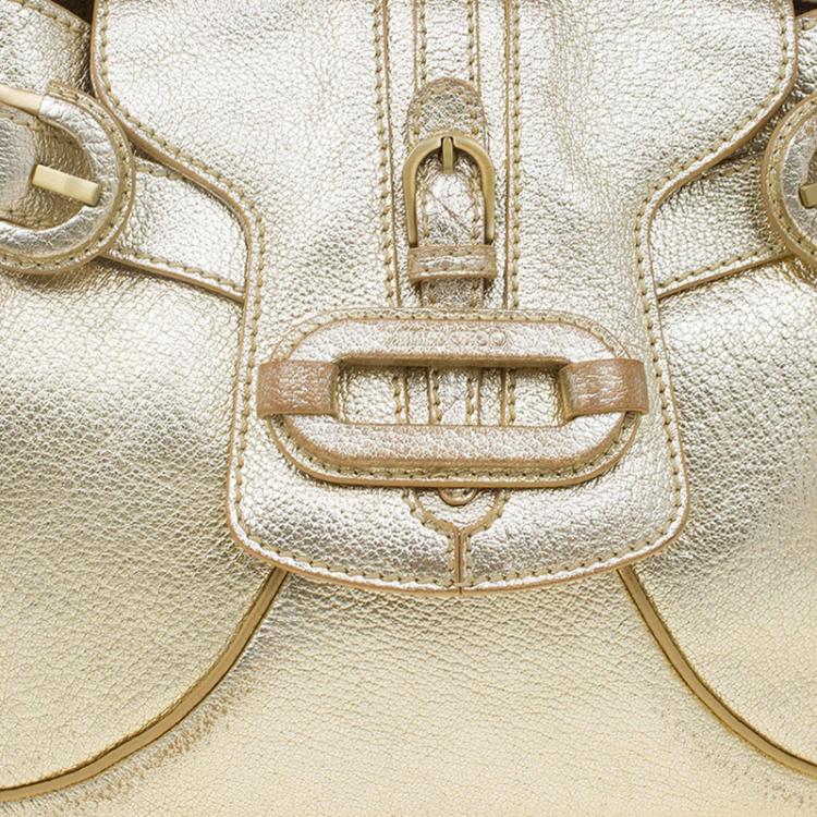 Pre Owned Jimmy Choo Gold Leather Tulita Hobo