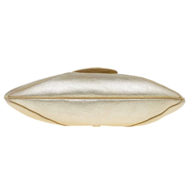 Pre Owned Jimmy Choo Gold Leather Tulita Hobo