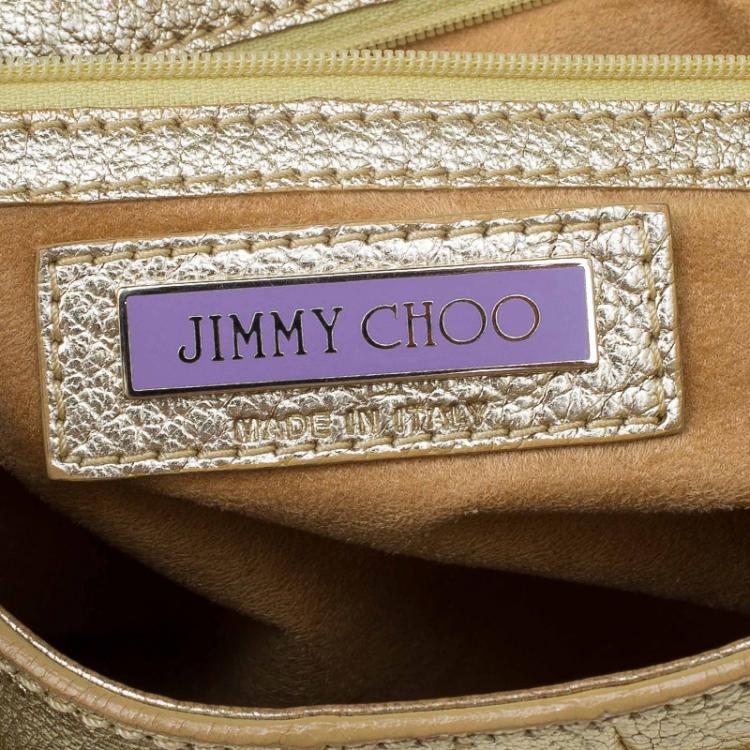Pre Owned Jimmy Choo Gold Leather Tulita Hobo