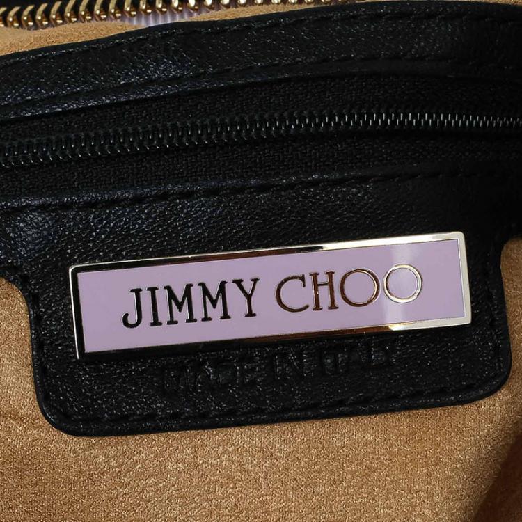 مملوكة مسبقًا Jimmy Choo Black Leather Star Studded Sky Hobo