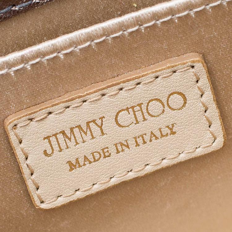 Pre Owned Jimmy Choo Bronze Glitter Acrylic Sweetie Clutch