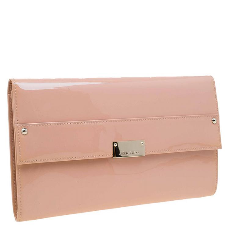 Pre Owned Jimmy Choo Blush Pink Patent Leather Reese Wallet Clutch