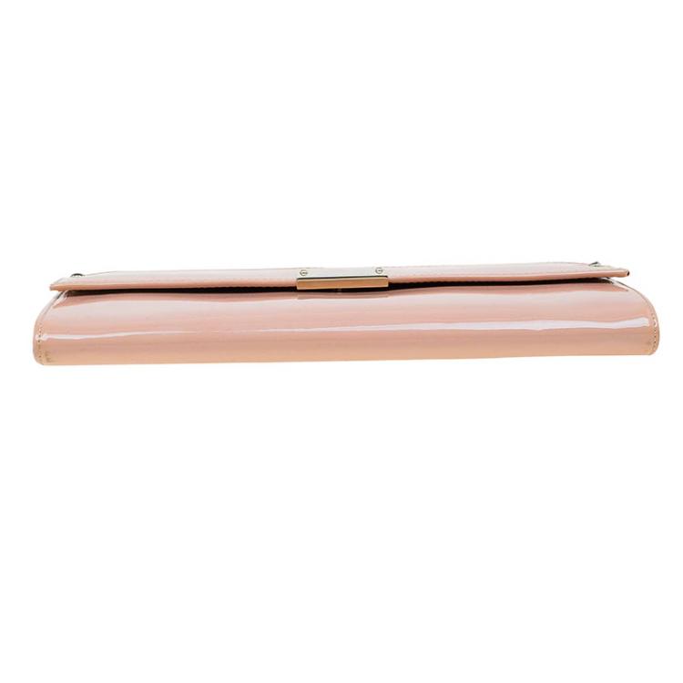 Pre Owned Jimmy Choo Blush Pink Patent Leather Reese Wallet Clutch