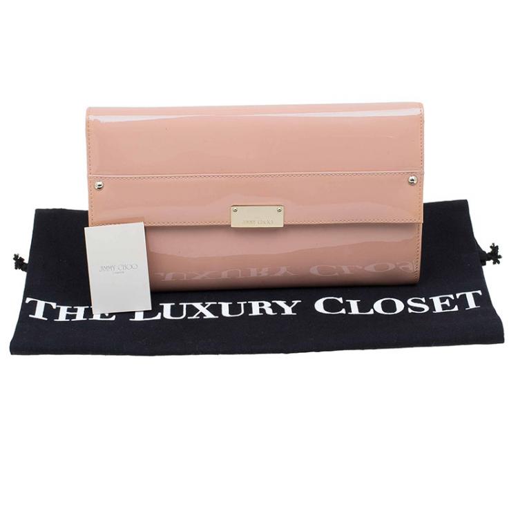 Pre Owned Jimmy Choo Blush Pink Patent Leather Reese Wallet Clutch