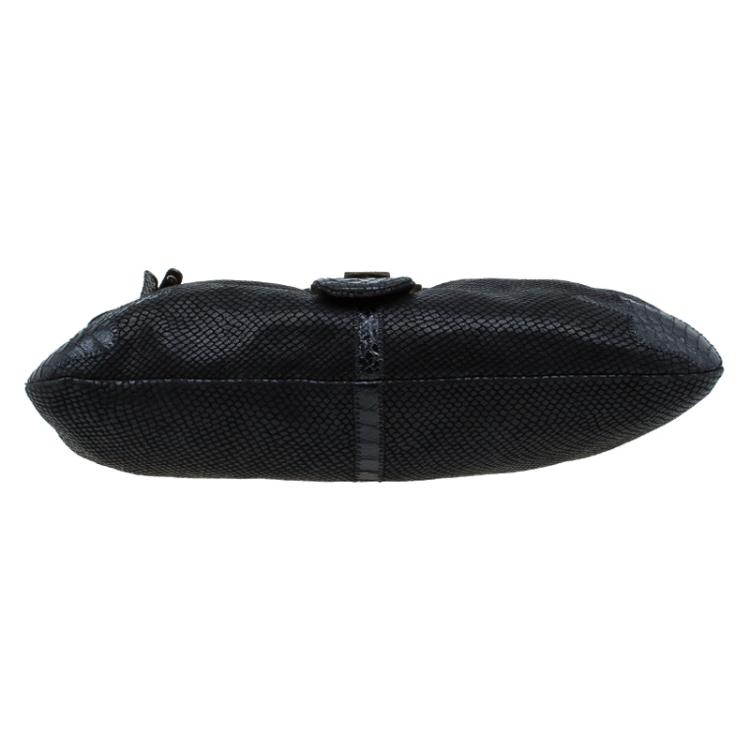 مملوكة مسبقًا Jimmy Choo Black Snake Embossed Shoulder Bag
