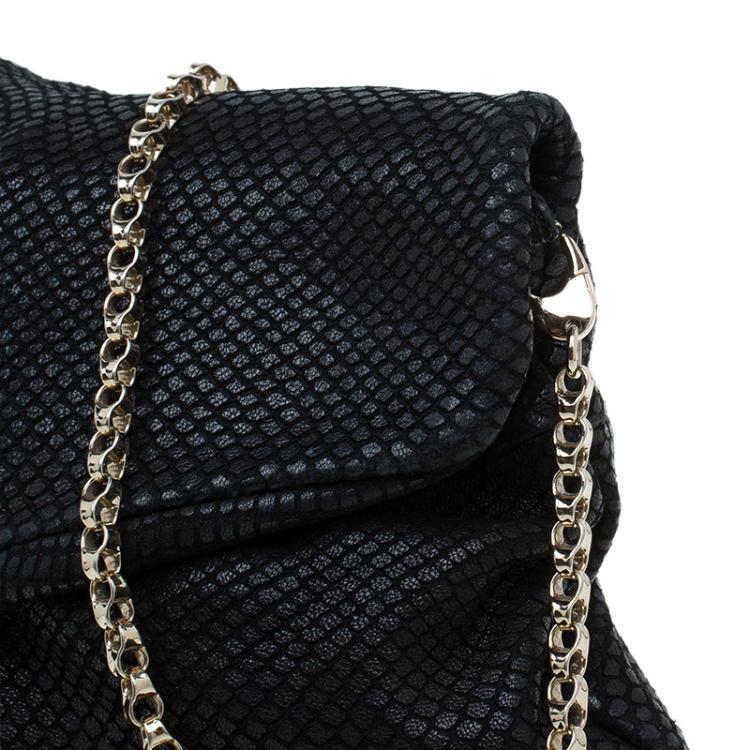 مملوكة مسبقًا Jimmy Choo Black Snake Embossed Shoulder Bag