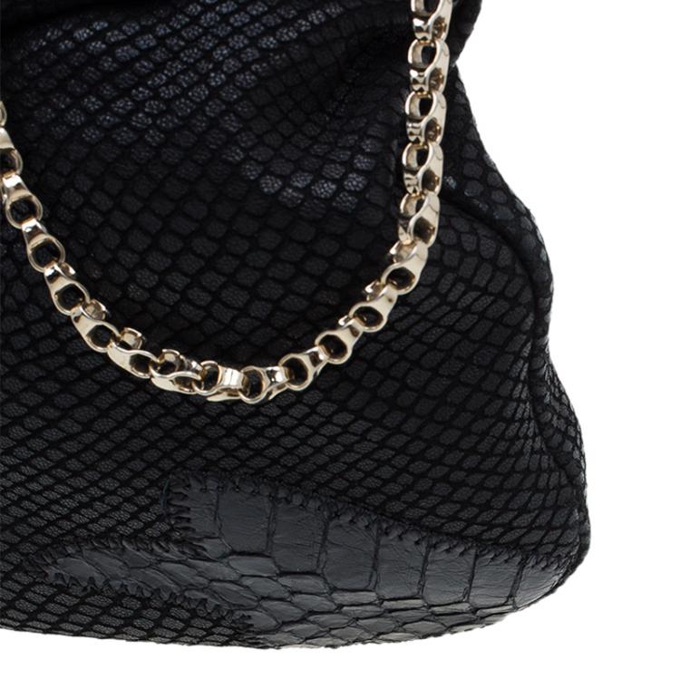 مملوكة مسبقًا Jimmy Choo Black Snake Embossed Shoulder Bag