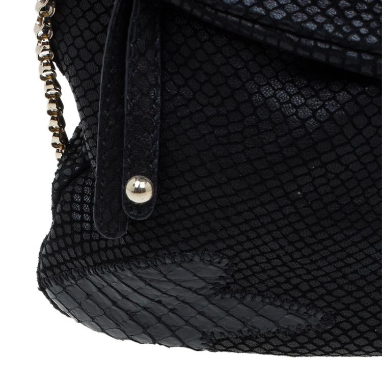 مملوكة مسبقًا Jimmy Choo Black Snake Embossed Shoulder Bag