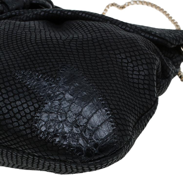 مملوكة مسبقًا Jimmy Choo Black Snake Embossed Shoulder Bag