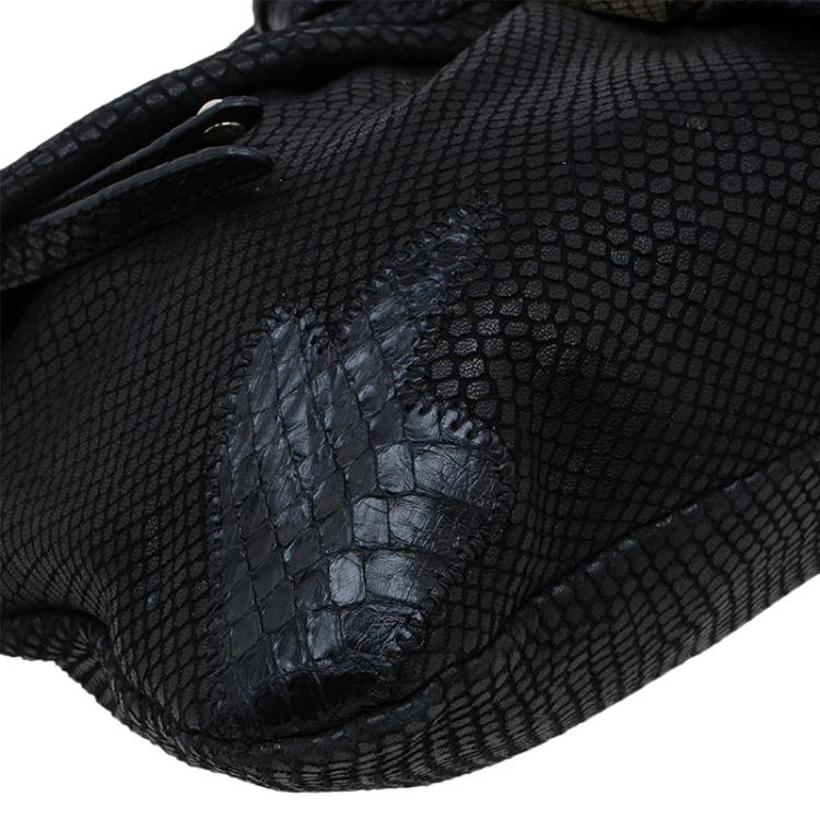 مملوكة مسبقًا Jimmy Choo Black Snake Embossed Shoulder Bag