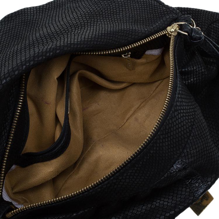 مملوكة مسبقًا Jimmy Choo Black Snake Embossed Shoulder Bag