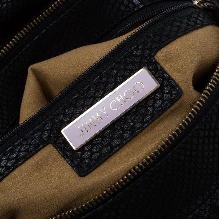 مملوكة مسبقًا Jimmy Choo Black Snake Embossed Shoulder Bag