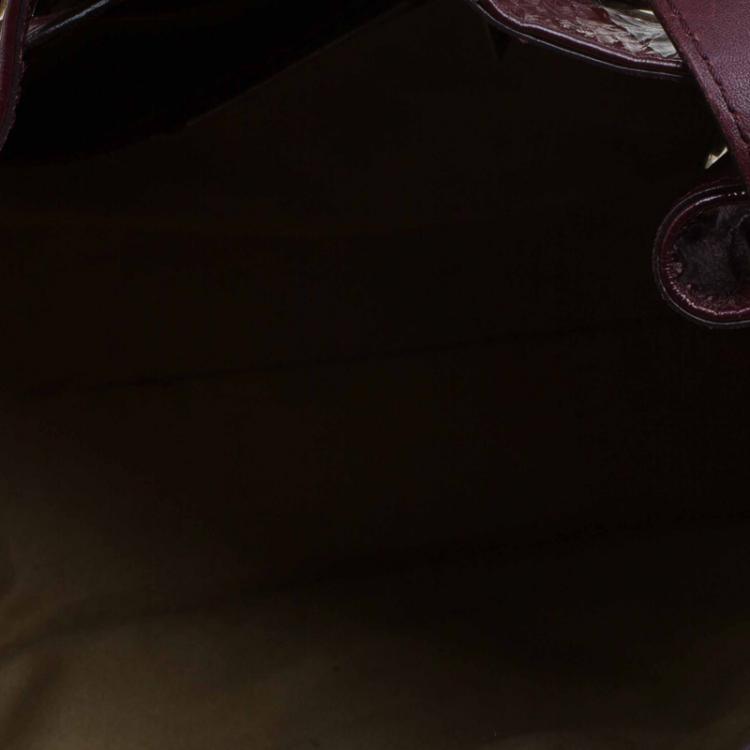 Pre Owned Jimmy Choo Burgundy Crinkled Patent Leather Small Riki Tote