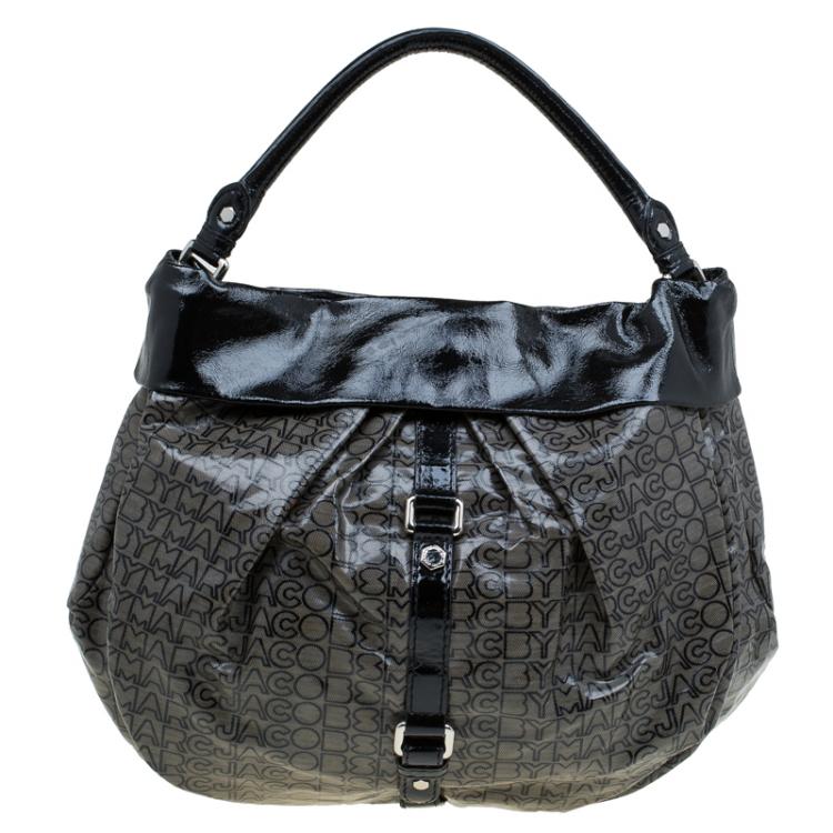 Pre Owned Marc By Marc Jacobs Grey Coated Canvas Jacquard Lil Riz Hobo