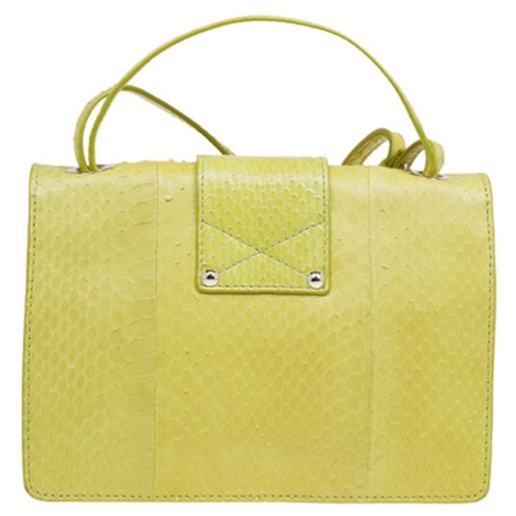 Pre Owned Jimmy Choo Yellow Snakeskin Rebel Crossbody Bag