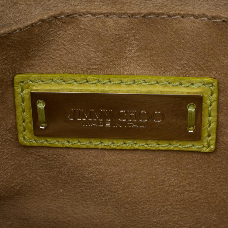 Pre Owned Jimmy Choo Yellow Snakeskin Rebel Crossbody Bag