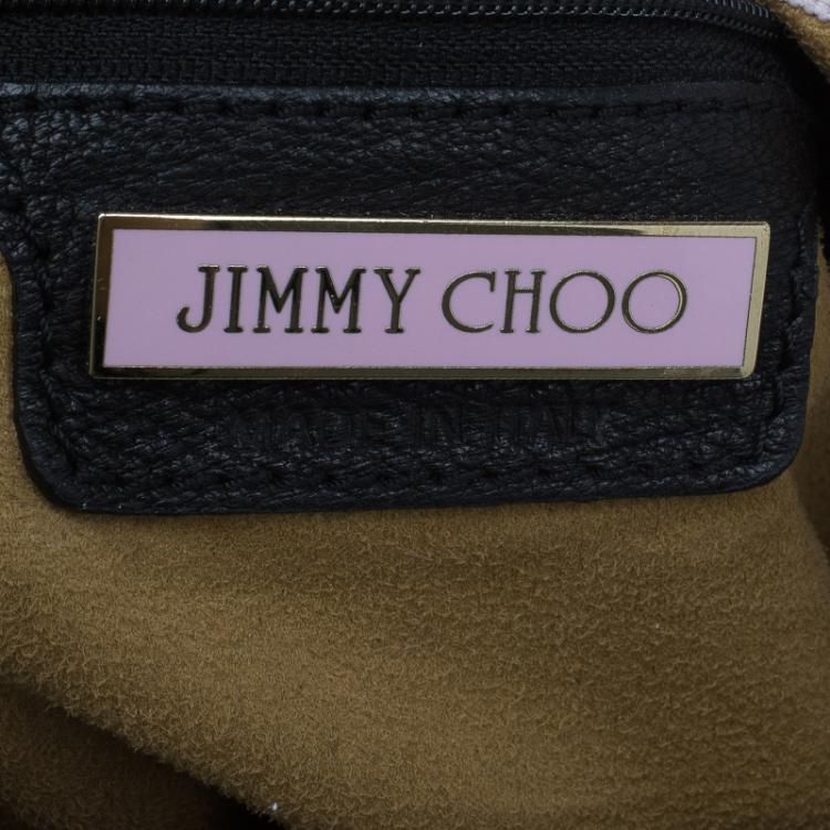 Pre Owned Jimmy Choo Black Leather Studded Handle Sky Hobo