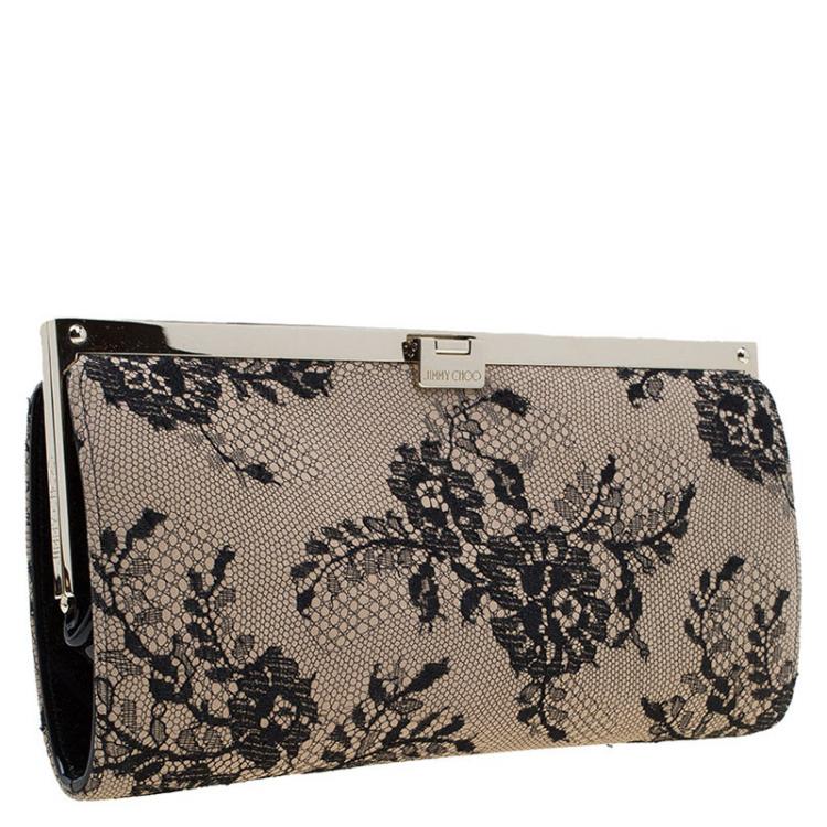 مملوكة مسبقًا Jimmy Choo Beige Lace Camille Clutch
