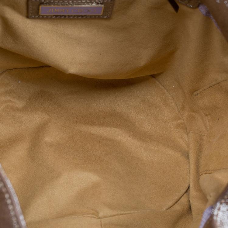 Pre Owned Jimmy Choo Metallic Brown Leather Tulita Hobo
