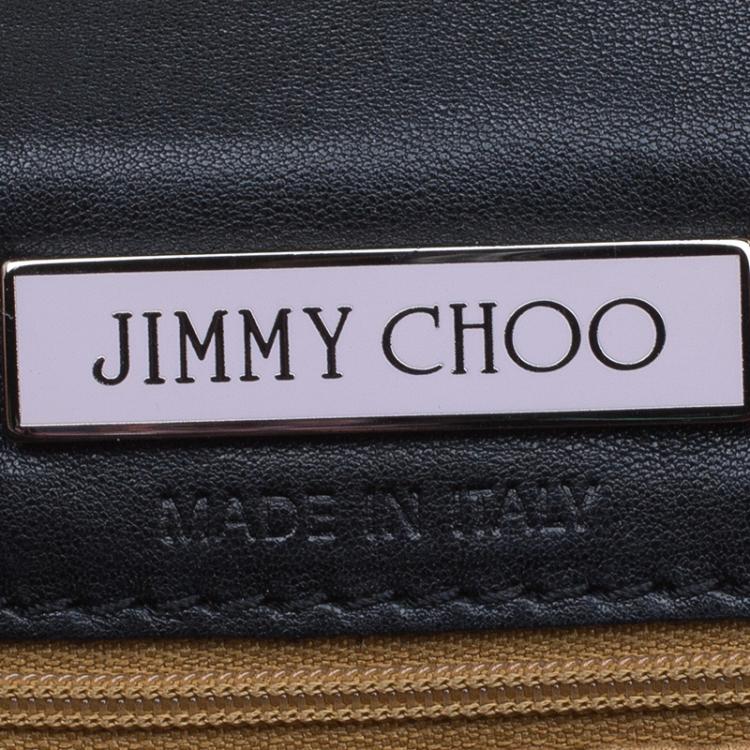 Pre Owned Jimmy Choo Black Grain Leather and Python Adele Fringe Crossbody Bag