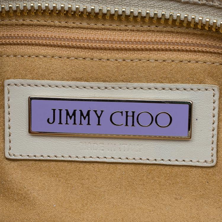 Pre Owned Jimmy Choo Beige Iridescent Leather Tulita Clutch