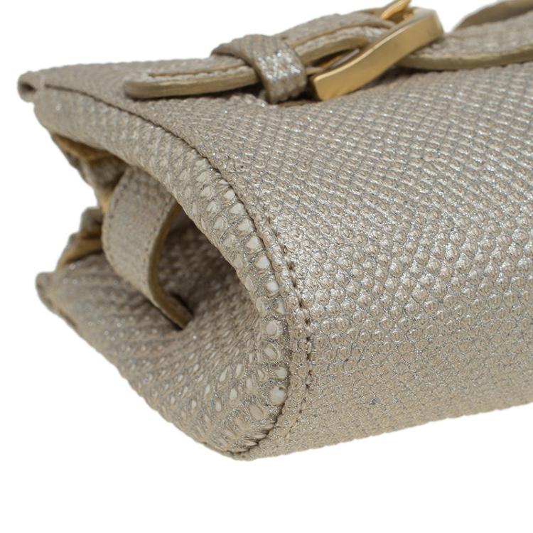 Pre Owned Jimmy Choo Beige Iridescent Leather Tulita Clutch