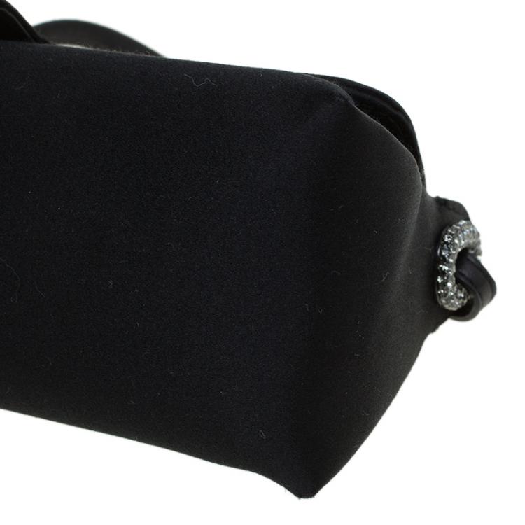 Pre Owned Jimmy Choo Black Satin Crystal Tulita Clutch