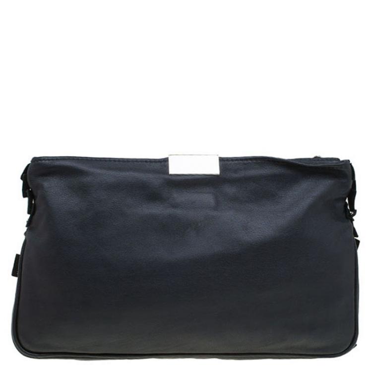 Pre Owned Jimmy Choo Black Leather Studded Zulu Clutch