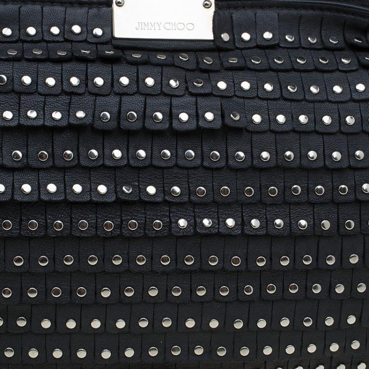Pre Owned Jimmy Choo Black Leather Studded Zulu Clutch